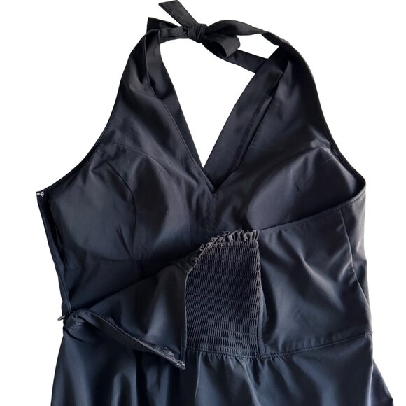 Athleta Womens Halter Dress 964422-00 Size 12 Black Stretchy Casual Summer - Picture 7 of 8